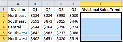 Excel data table