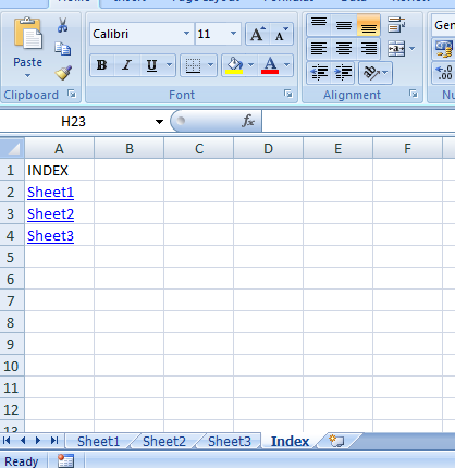 Create index in Excel