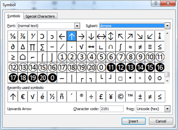 Excel Symbols