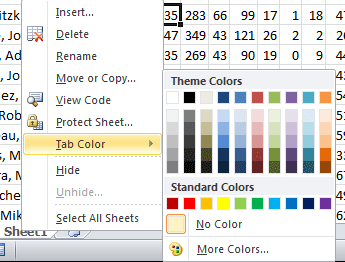 Excel Tip Tab Color