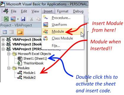 Inserting Modules and VBA Codes