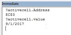 Using Immediate Window in VBA Mode