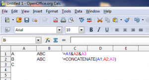 concatenate in openoffice excel