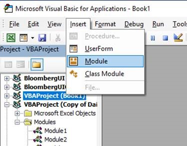 Excel VBA Editor - New Module