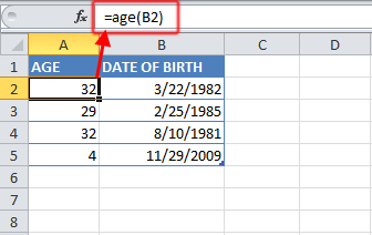 Excel Age Calculator